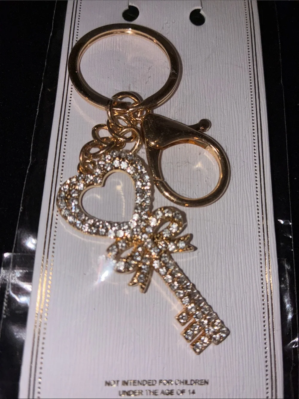 Gold Crystal Heart Key & Card Holder Keyring